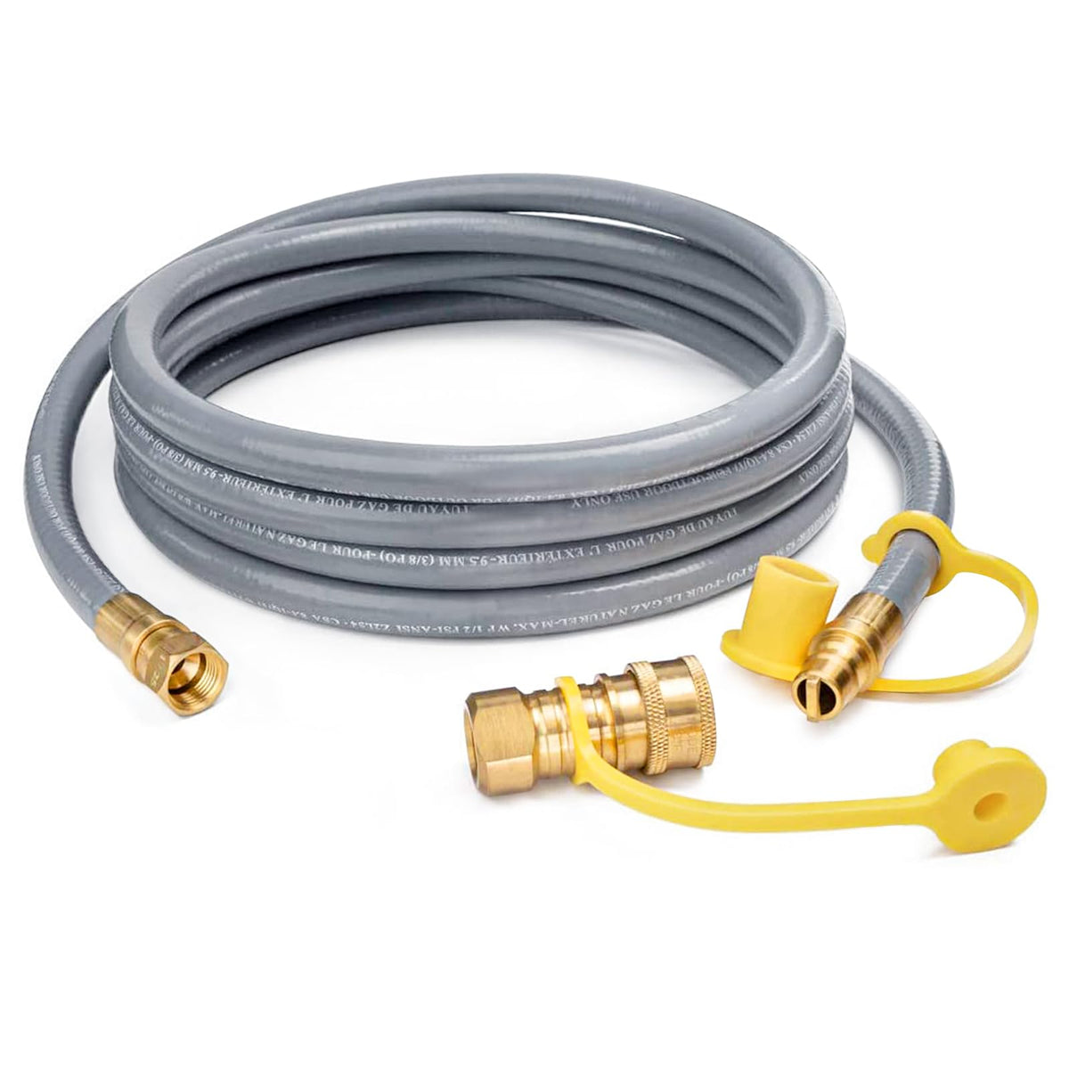 GASPRO 12FT Natural Gas Hose with Quick Connect, gray color