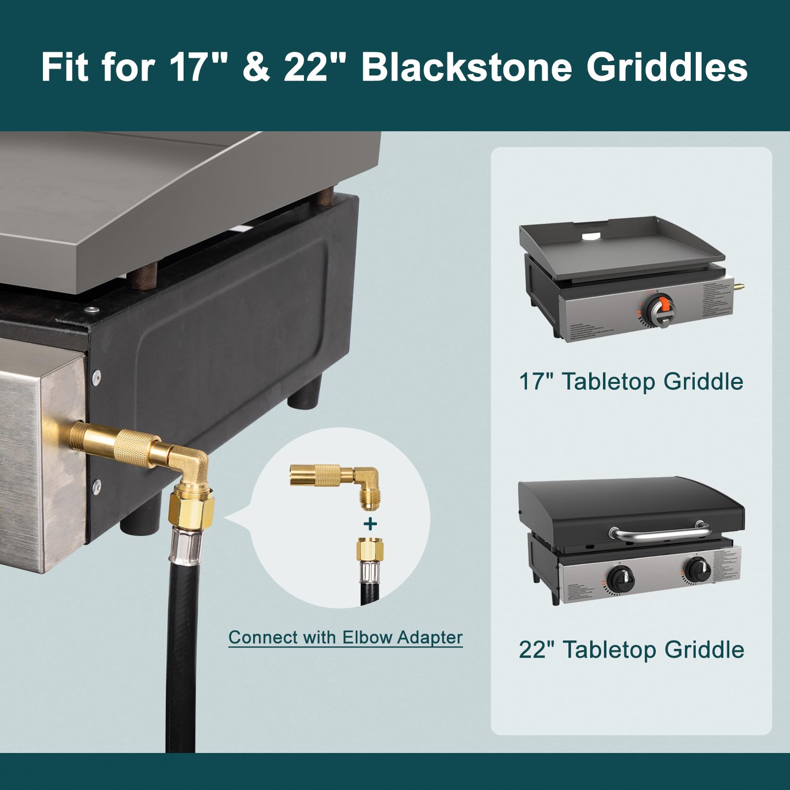 GASPRO 12FT propane hose connected to Blackstone griddle