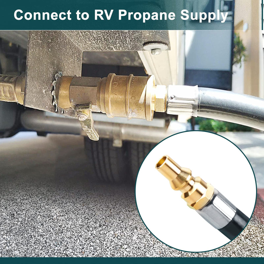 GASPRO 12ft RV Propane Hose in use with a grill