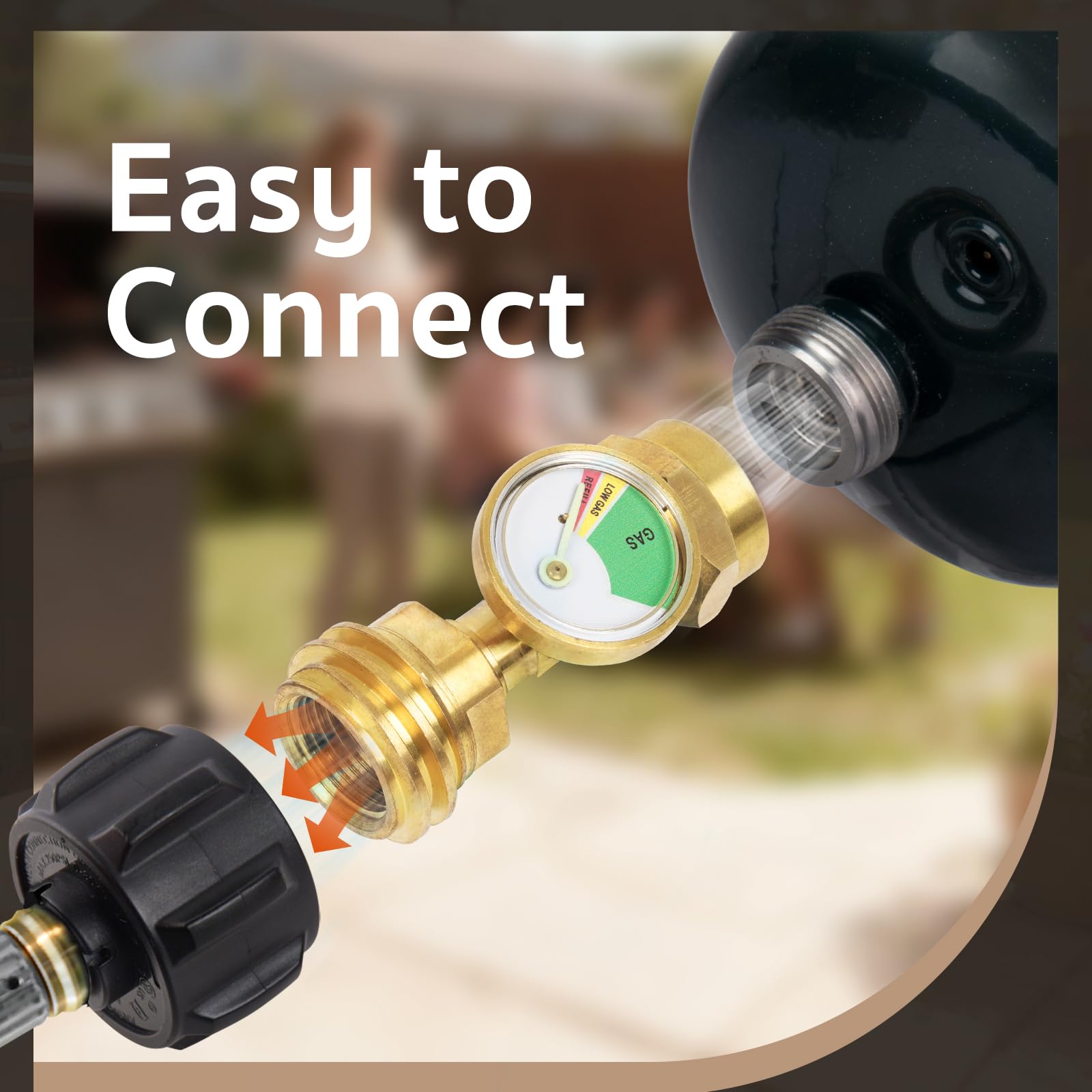 GASPRO 1lb Propane Tank Adapter showing brass finish