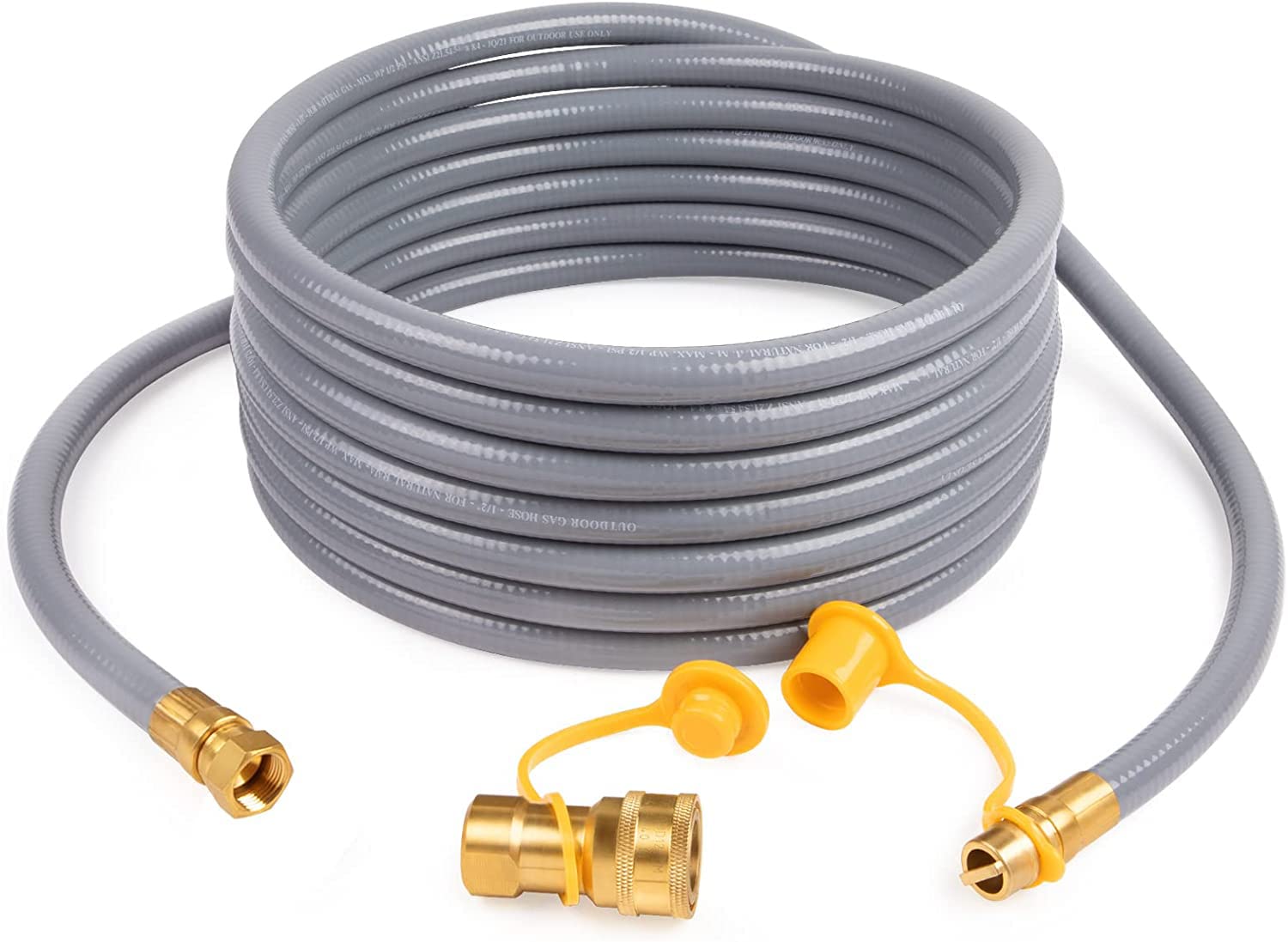 GASPRO 24ft natural gas hose front view with connectors