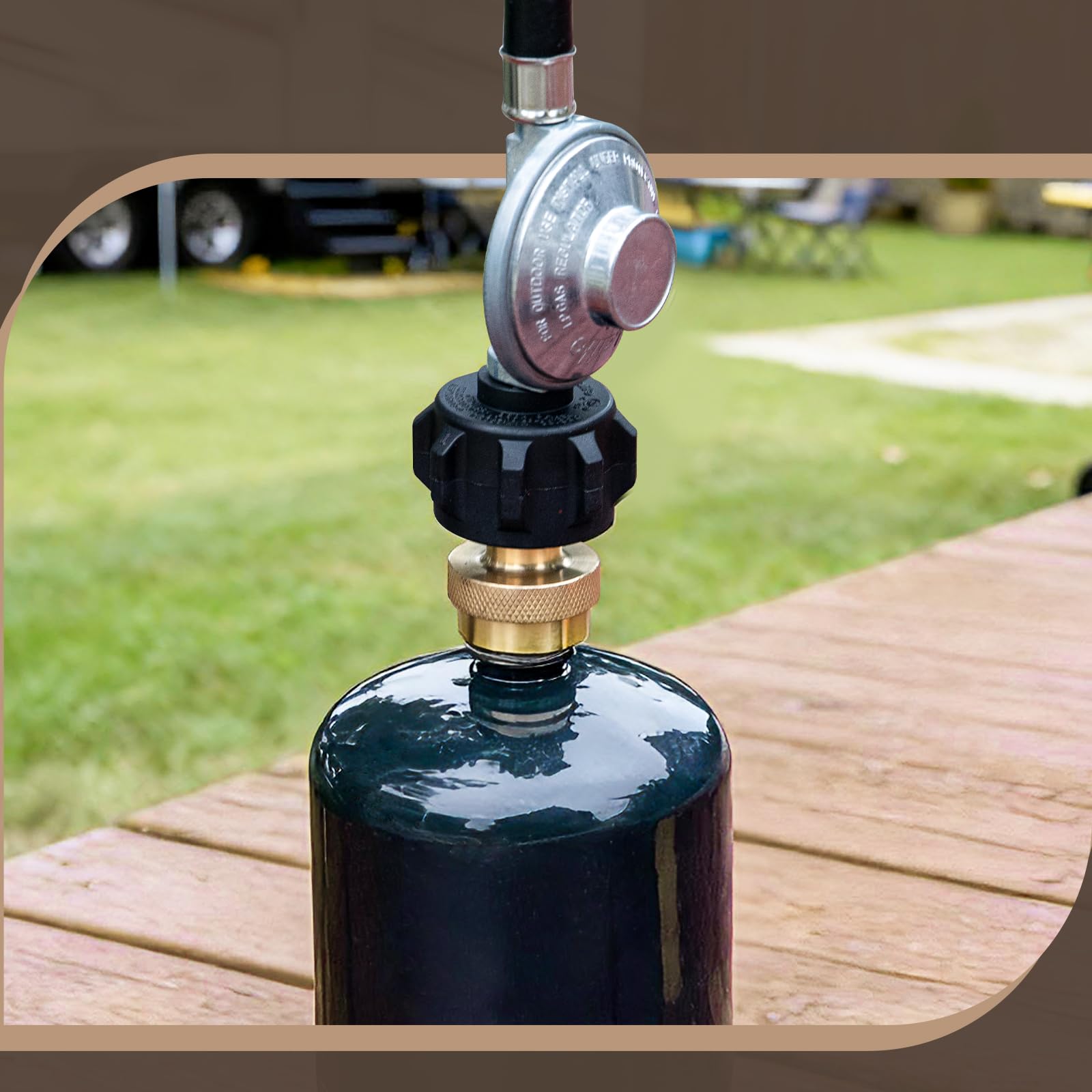 GASPRO adapter showing easy connection to 1 lb tank