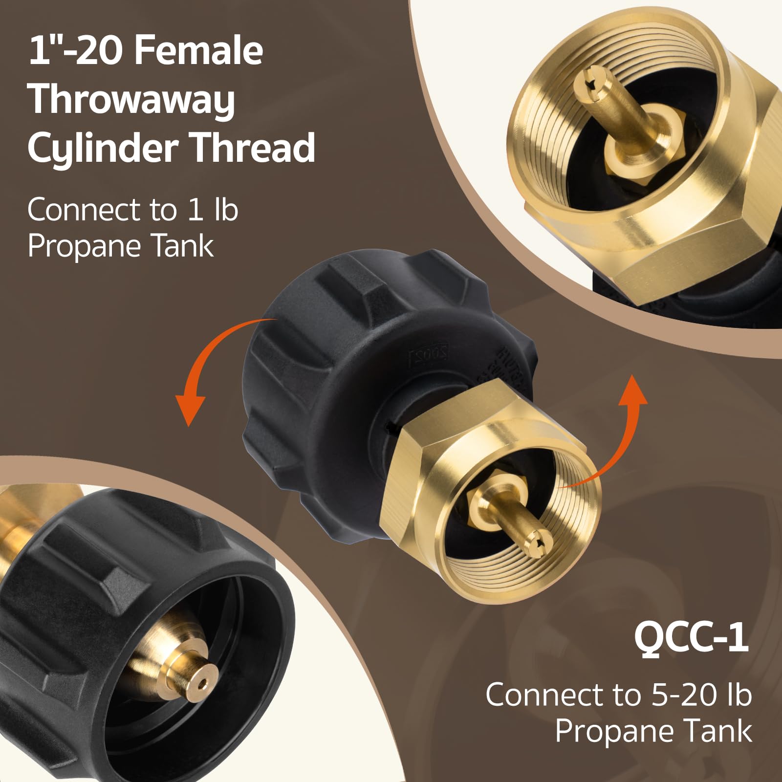 GASPRO adapter with handwheel grip for easy tightening