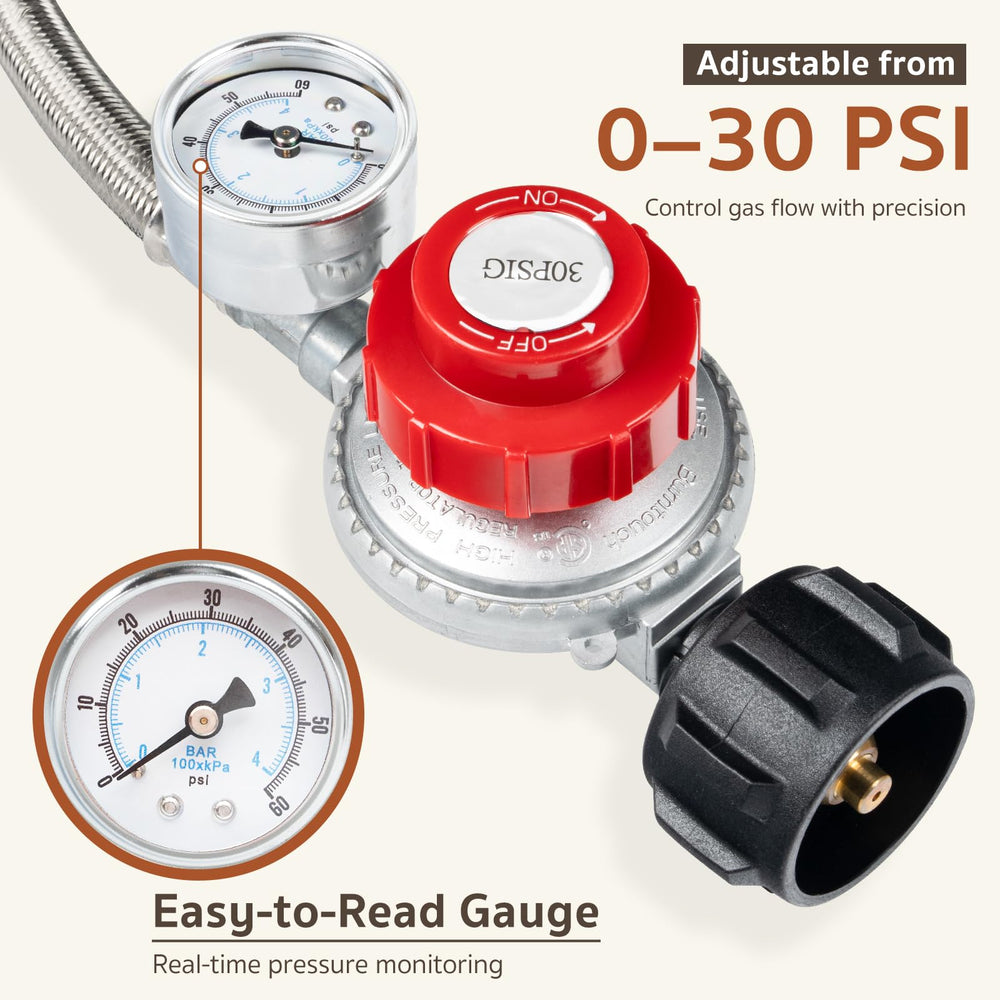 GASPRO adjustable high pressure propane regulator side view