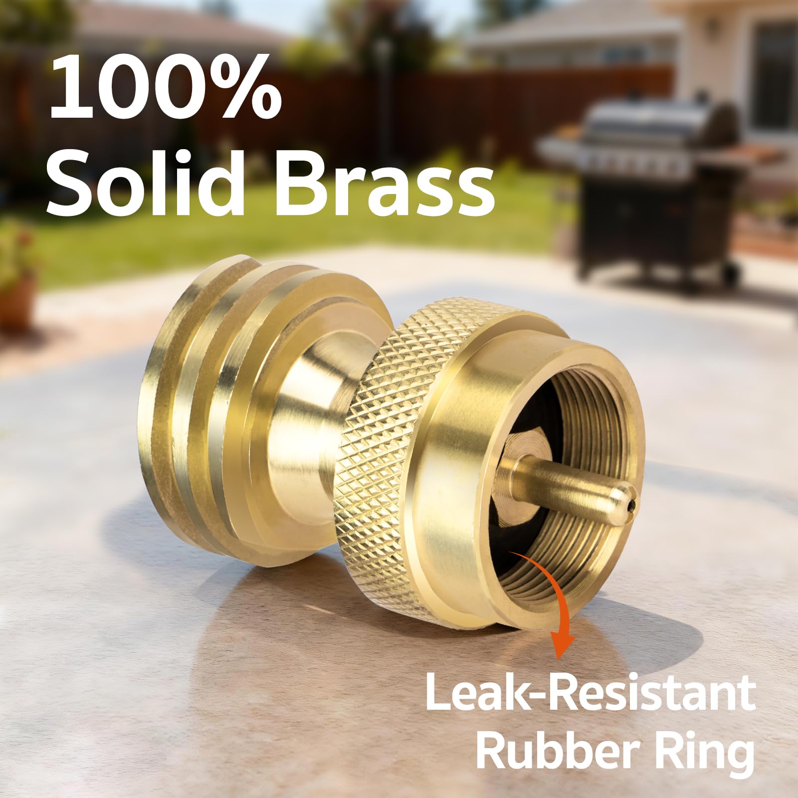 GASPRO brass adapter connected to a BBQ grill