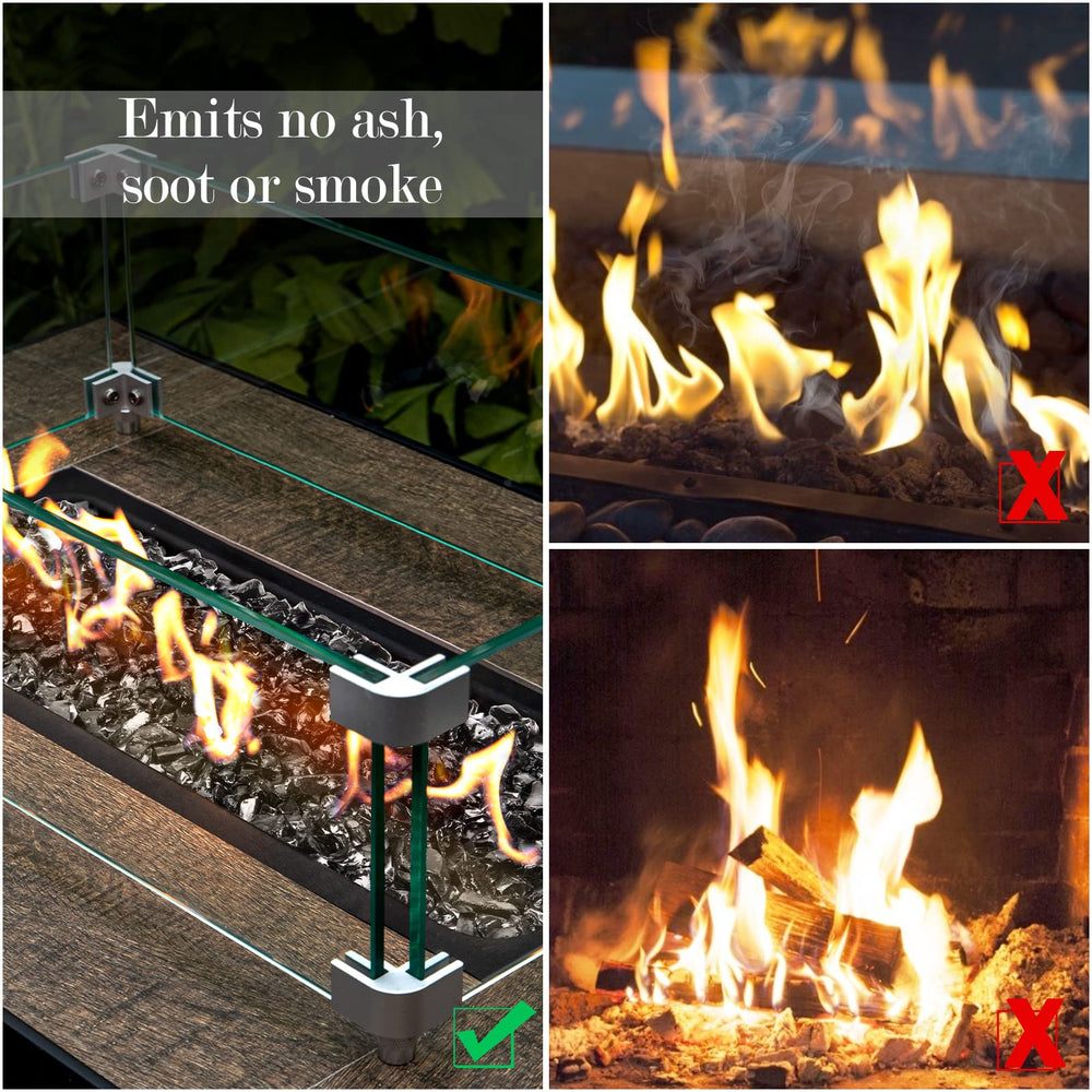 GASPRO fire glass beside outdoor furniture