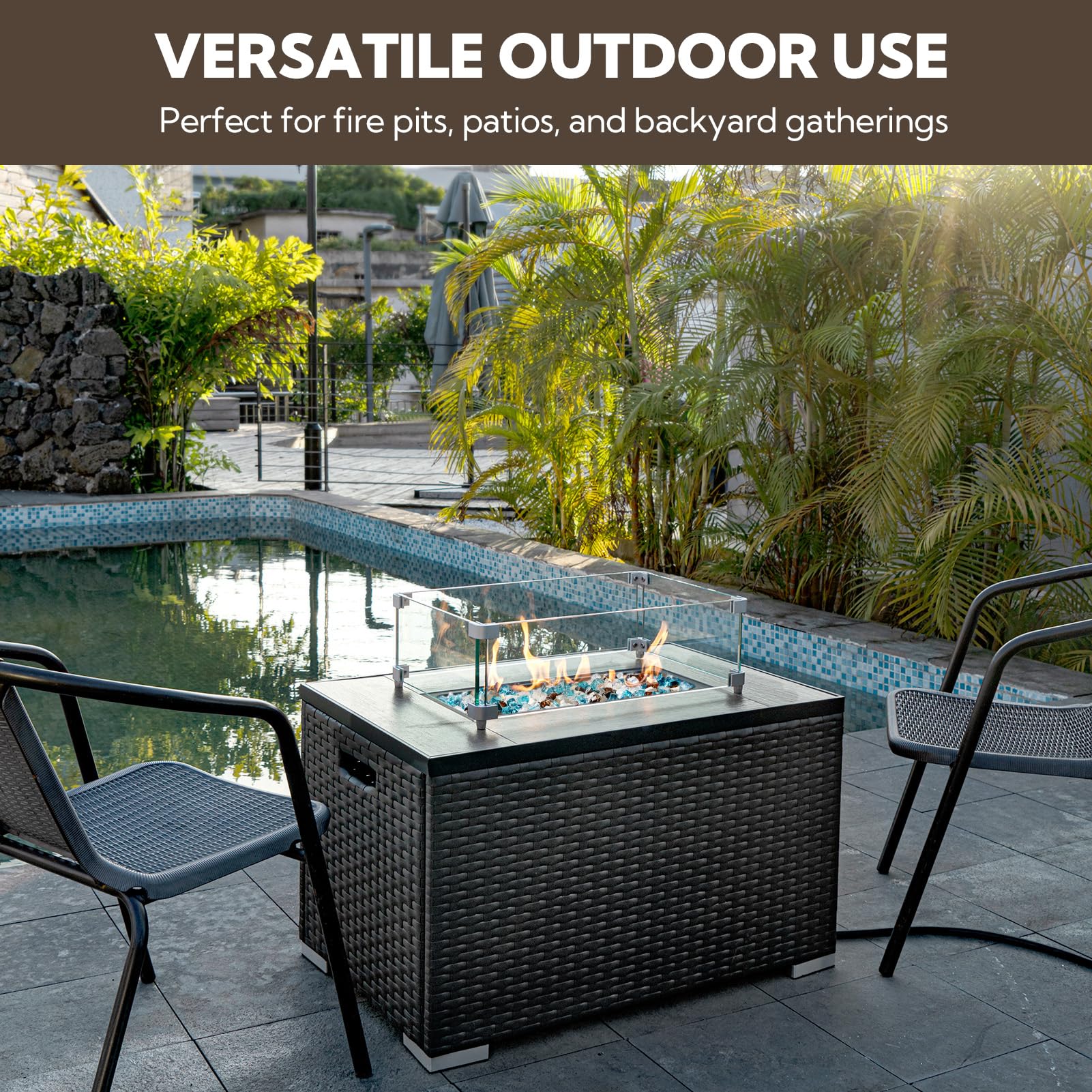 GASPRO Fire Glass spread across the floor of a fire pit