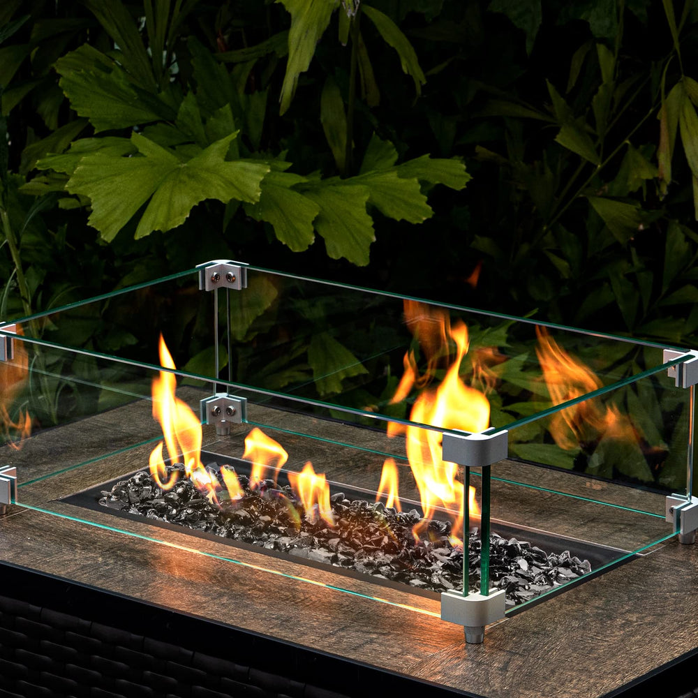 GASPRO fire glass spread out in a decorative fire feature
