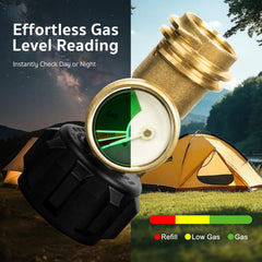 GASPRO propane gauges showing color-coded dials for fuel levels
