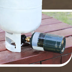 GASPRO Propane Refill Adapter installed on a propane tank