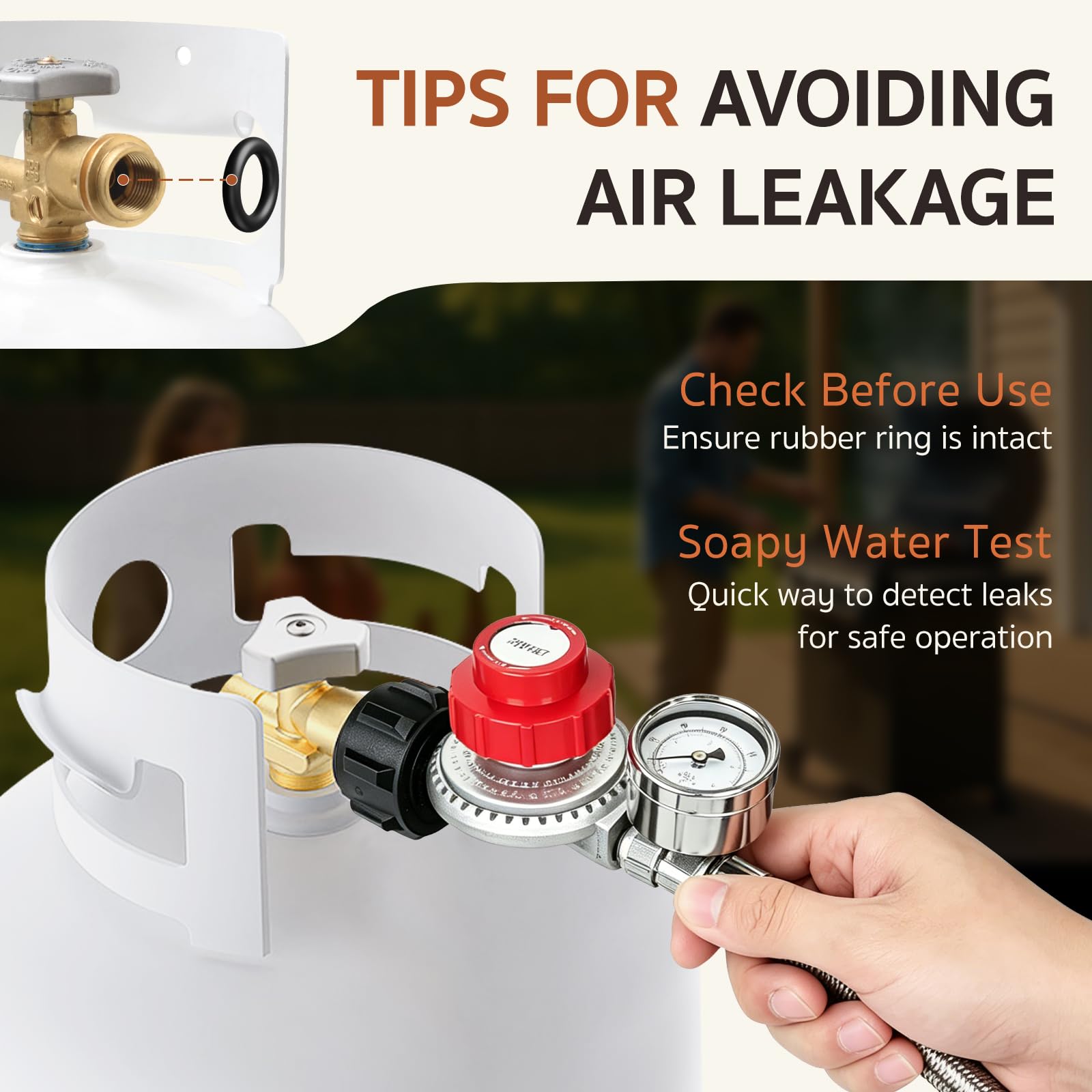 GASPRO propane regulator displayed in outdoor cooking setup