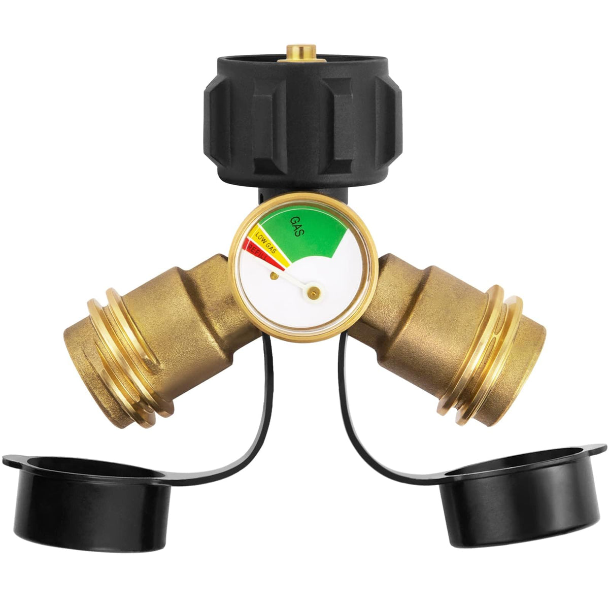 GASPRO Propane Splitter 2 Way front view with gauge