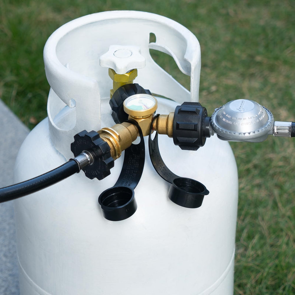 GASPRO Propane Splitter 2 Way in a camping setup