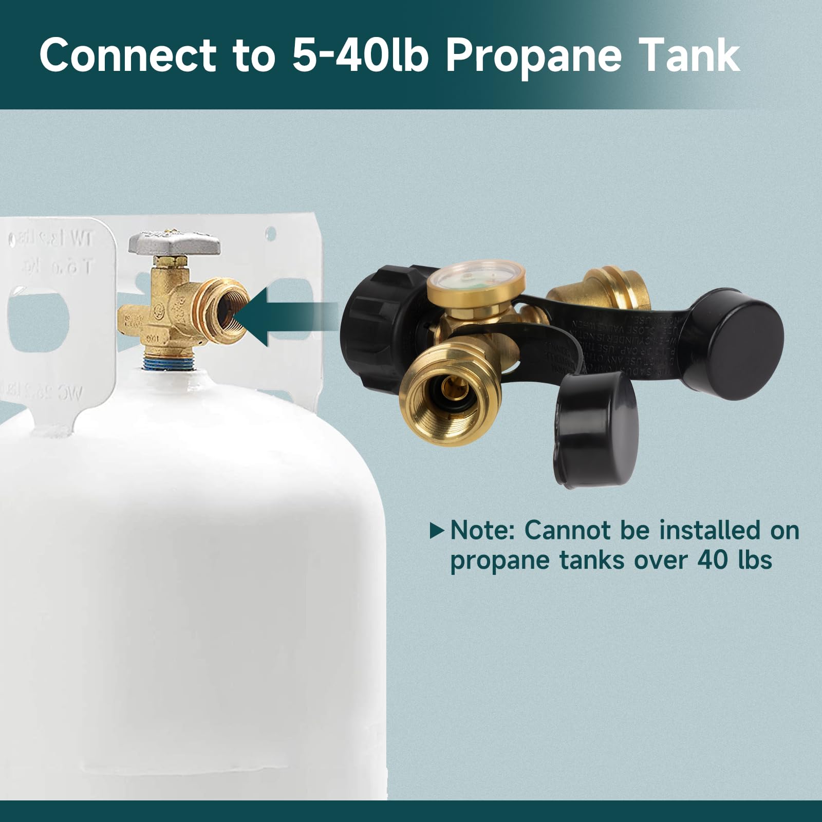 GASPRO Propane Splitter 2 Way with dual outlets connected