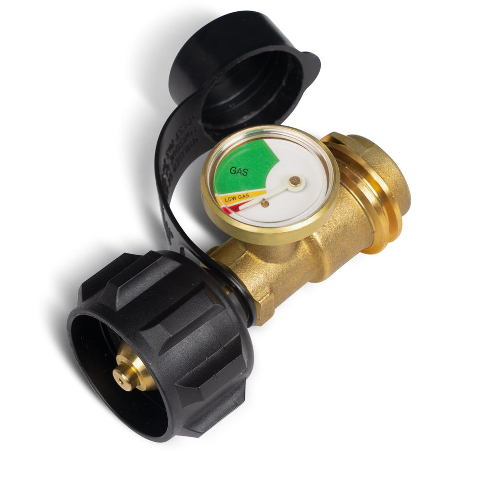 GASPRO Propane Tank Gauge front view with brass finish