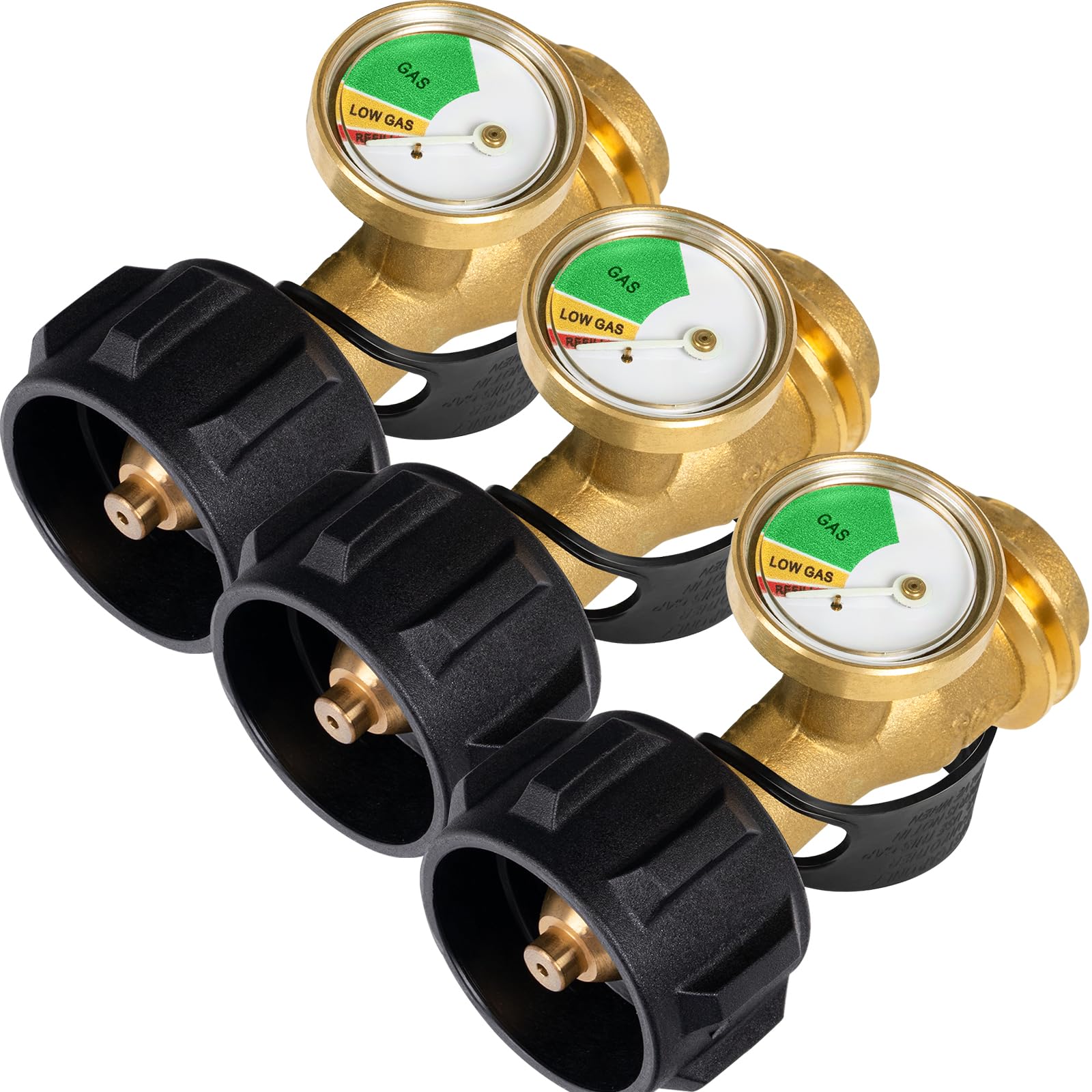 GASPRO Propane Tank Gauge Level Indicator, brass design, front view