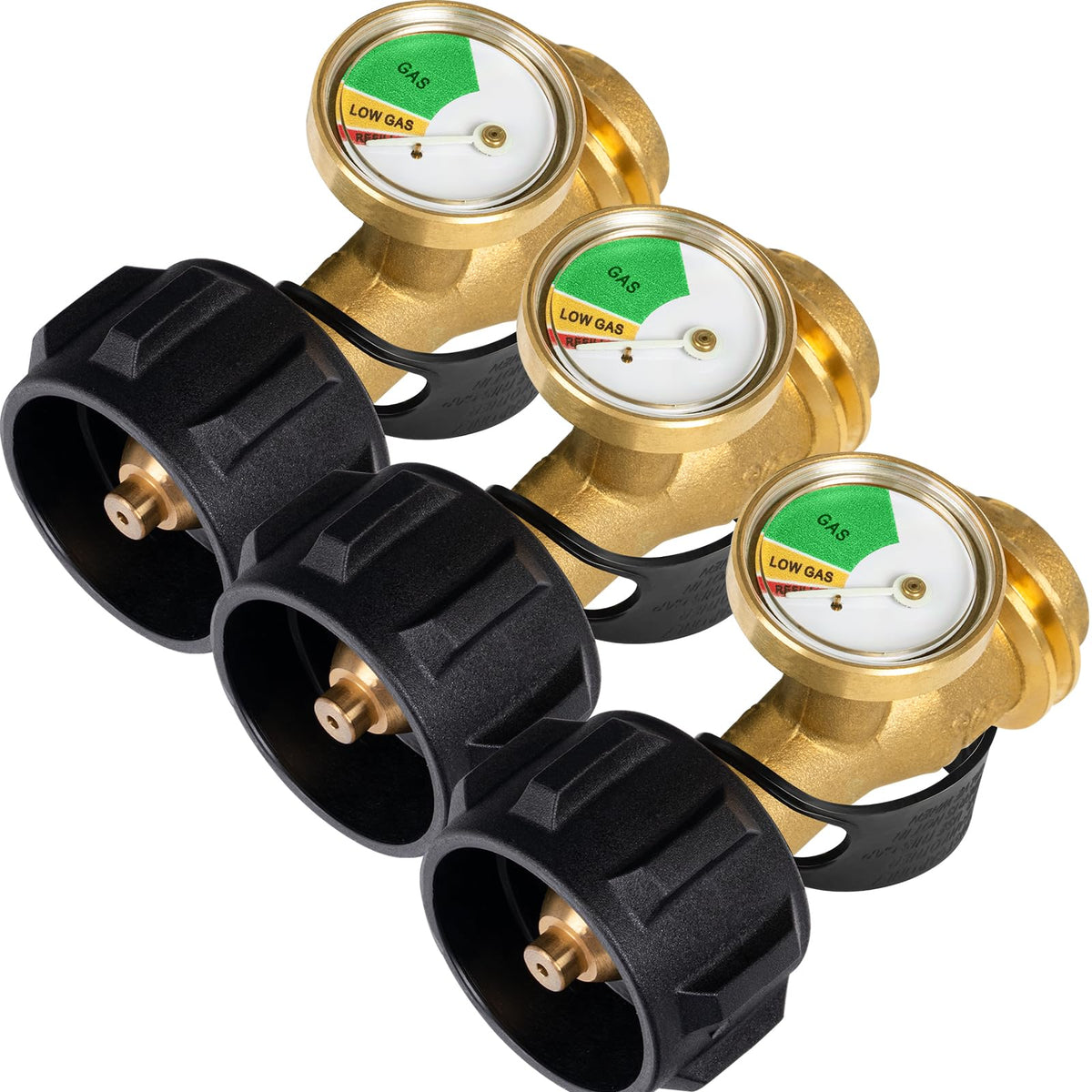 GASPRO Propane Tank Gauge Level Indicator, brass design, front view