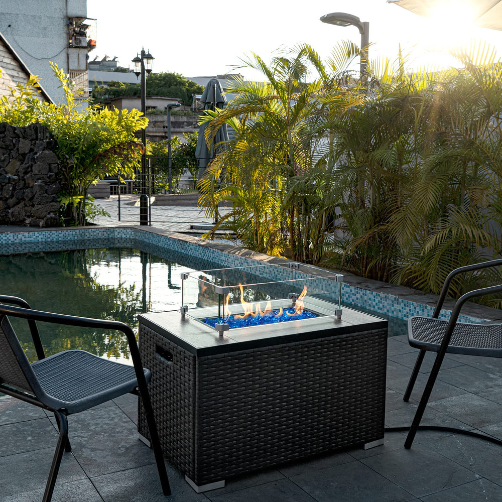 GASPRO turquoise fire glass covering fire pit base