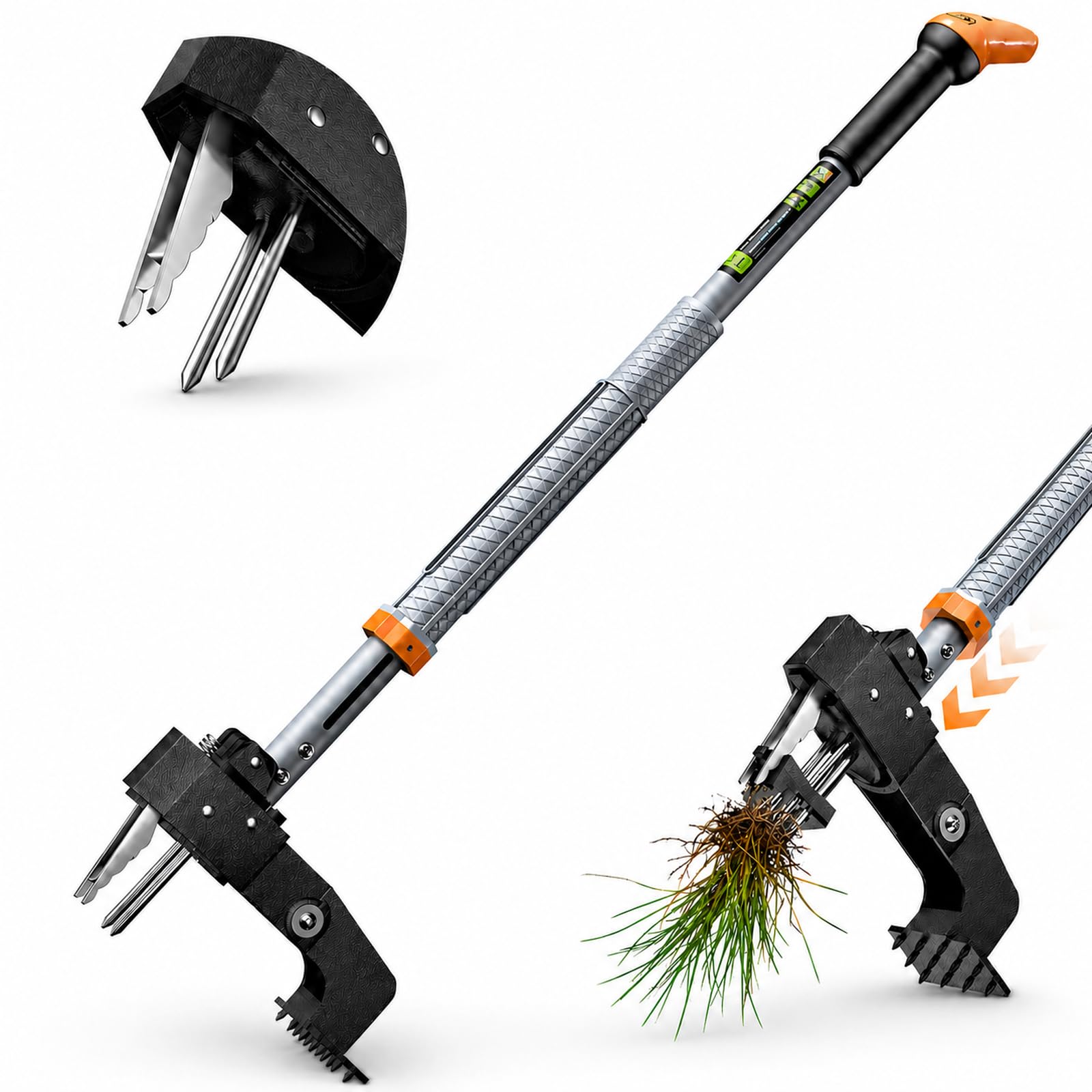 GASREKV Weed Puller Tool front view with 4-claw steel head
