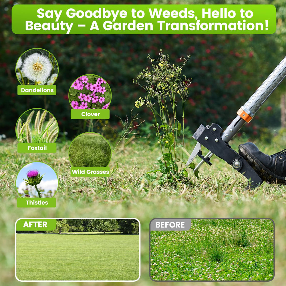 GASREKV Weed Puller Tool showing easy weed ejection