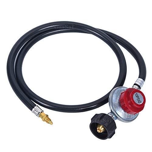 GasSaf 4FT Adjustable High Pressure Propane Regulator installed on a propane tank