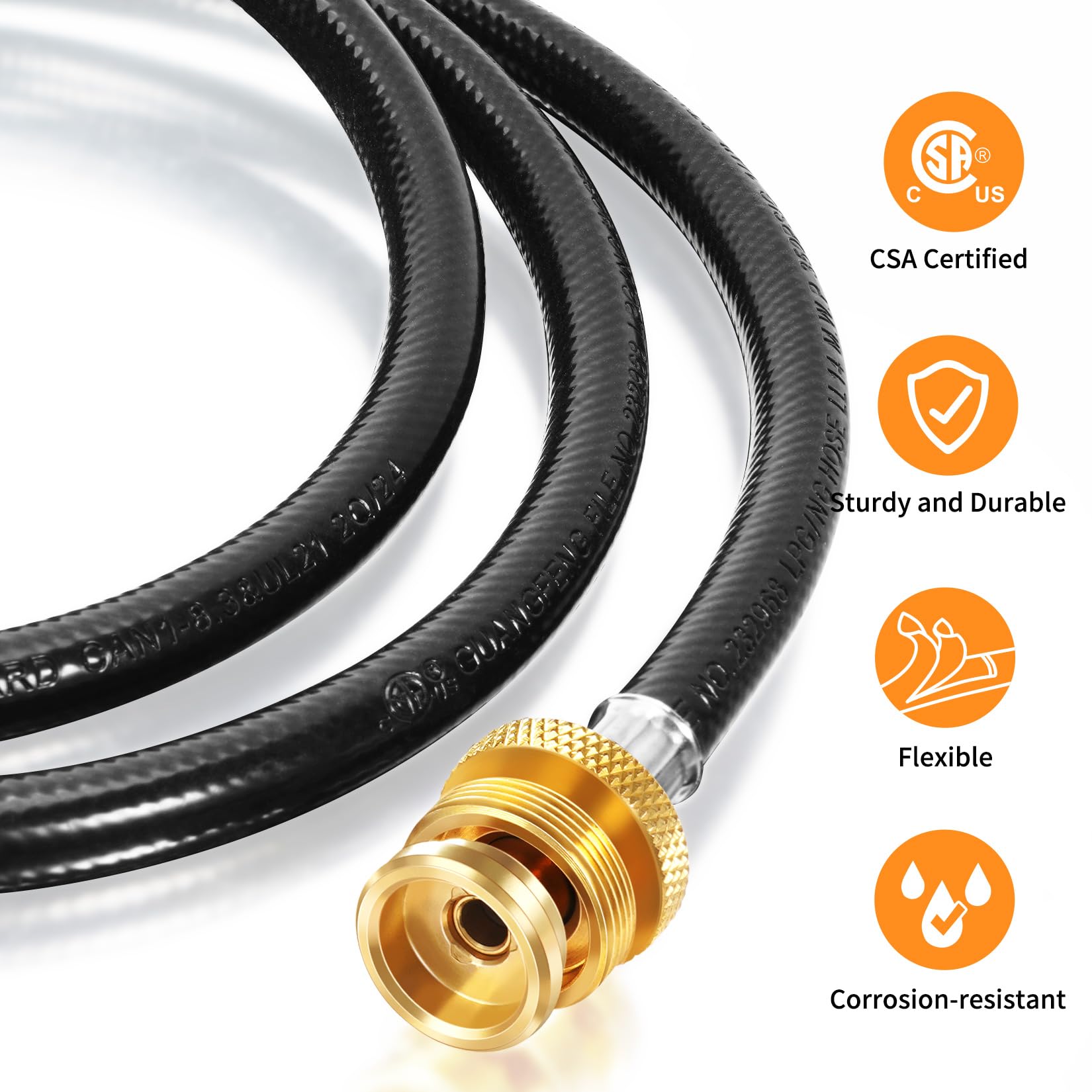 GasSaf 5FT propane hose in use with a portable grill