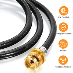 GasSaf 5FT propane hose in use with a portable grill