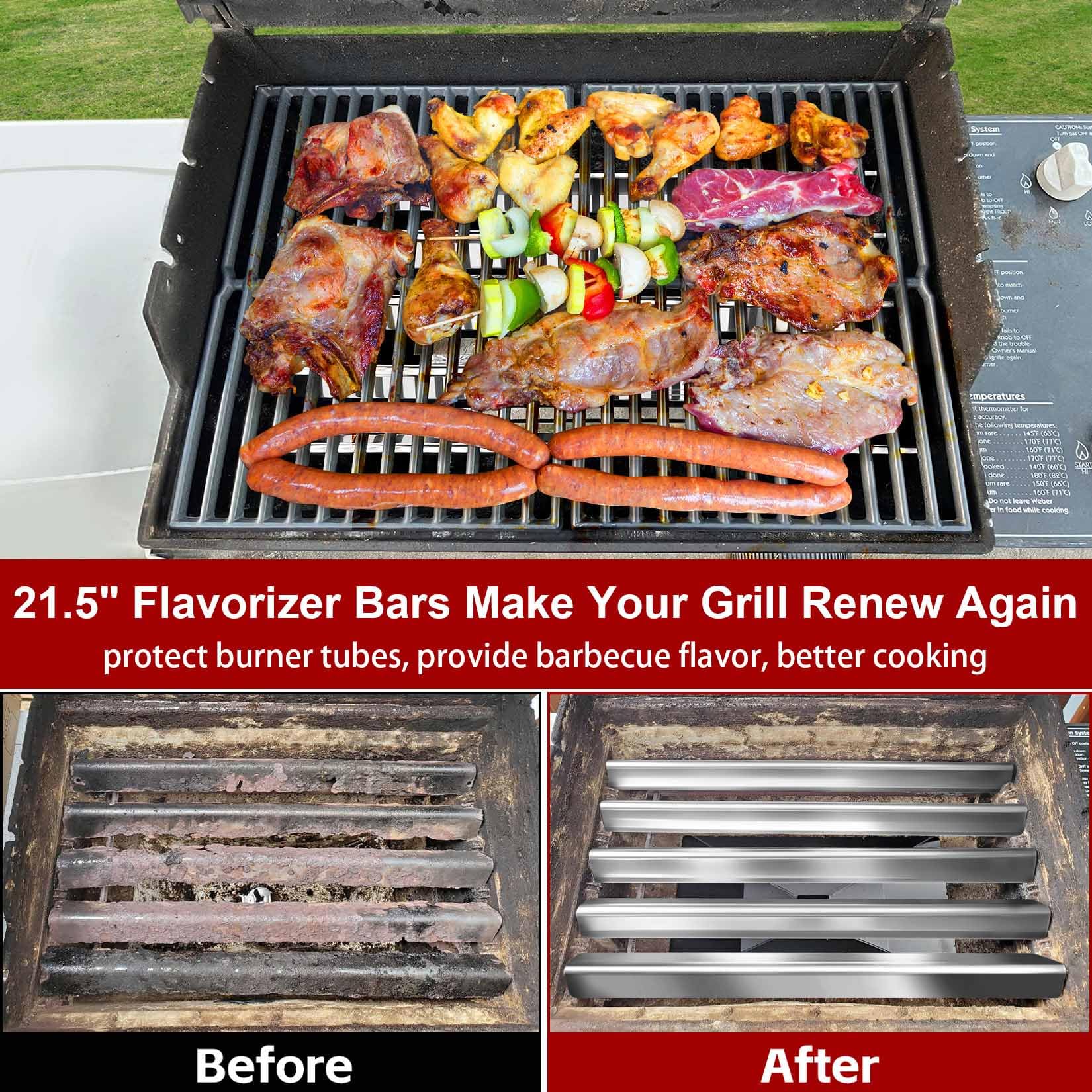 GasSaf Flavorizer Bars displayed on a grill