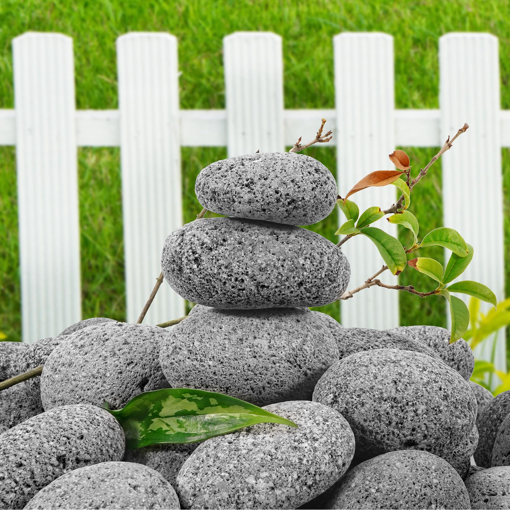 GasSaf Lava Rocks showcased in a garden setting