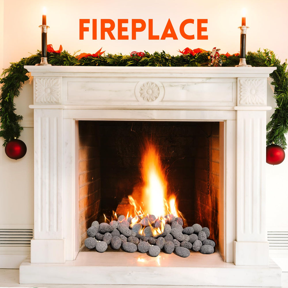 GasSaf Lava Rocks used in a fireplace