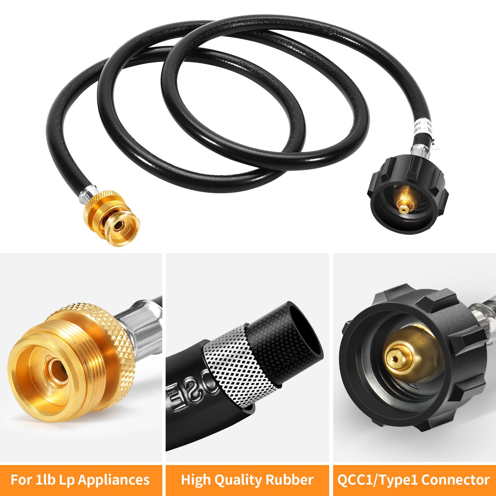 GasSaf propane hose showing QCC-1 connection type
