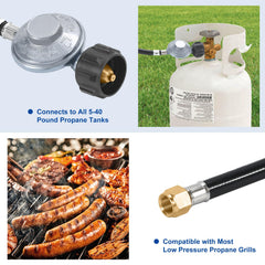 GasSaf propane regulator hose installed on grill