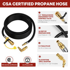 GasXpert propane hose with elbow adapter and fittings