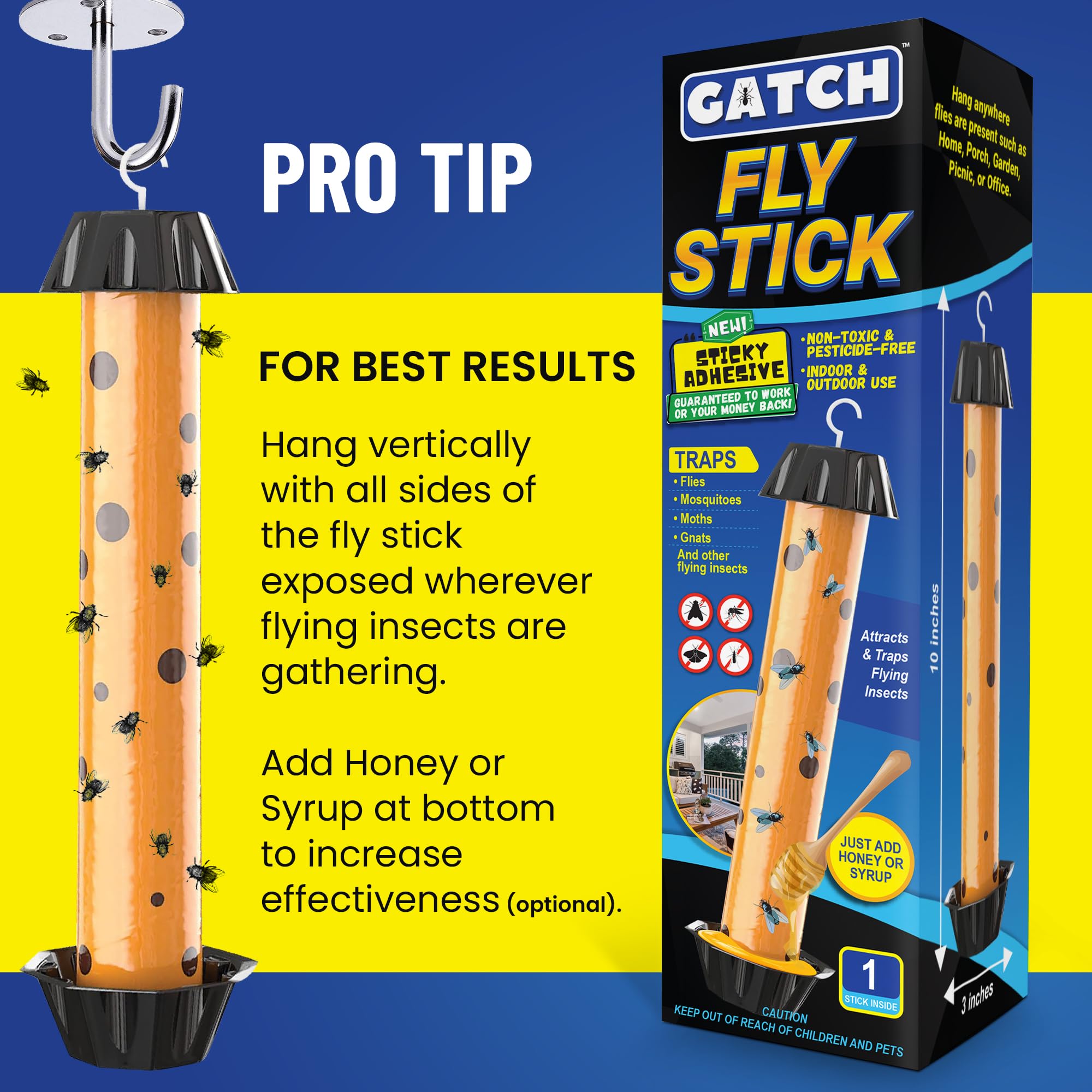 GATCH Fly Stick Trap positioned near plants in garden
