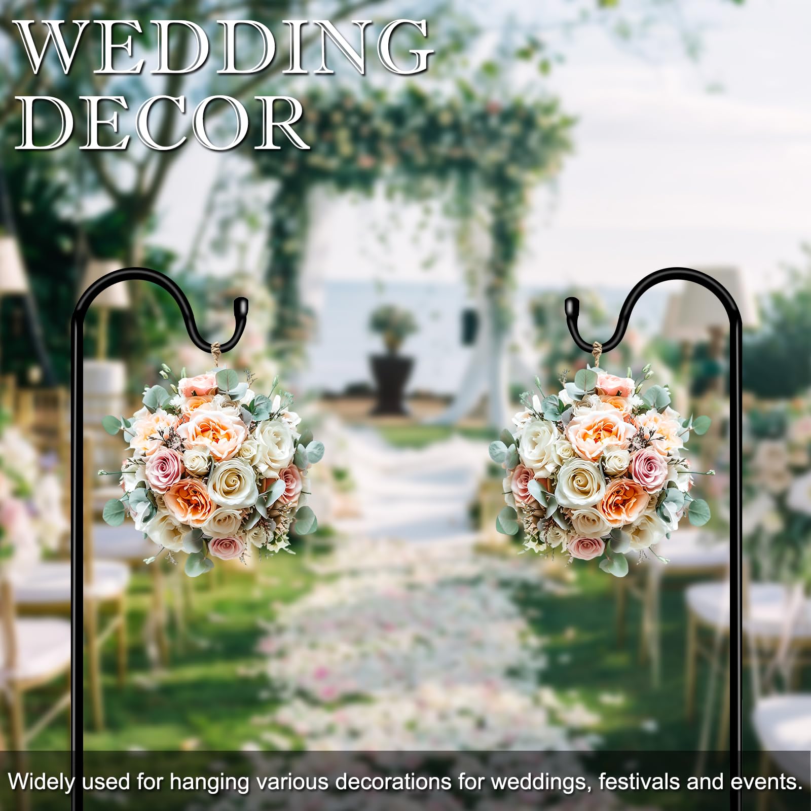 GATSUNS shepherds hooks set up for outdoor wedding decor