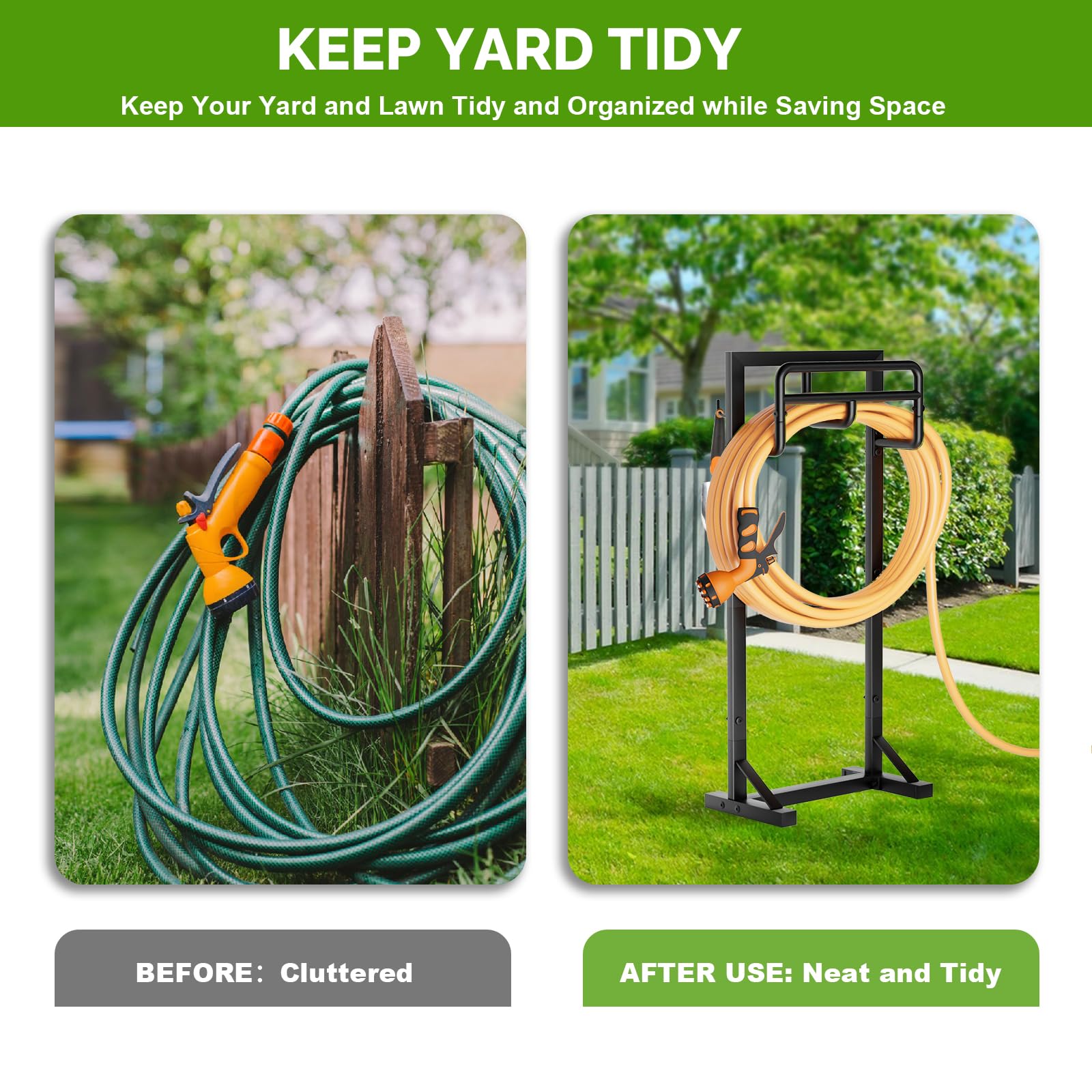GAVISCITY Garden Hose Holder side view with hose attached