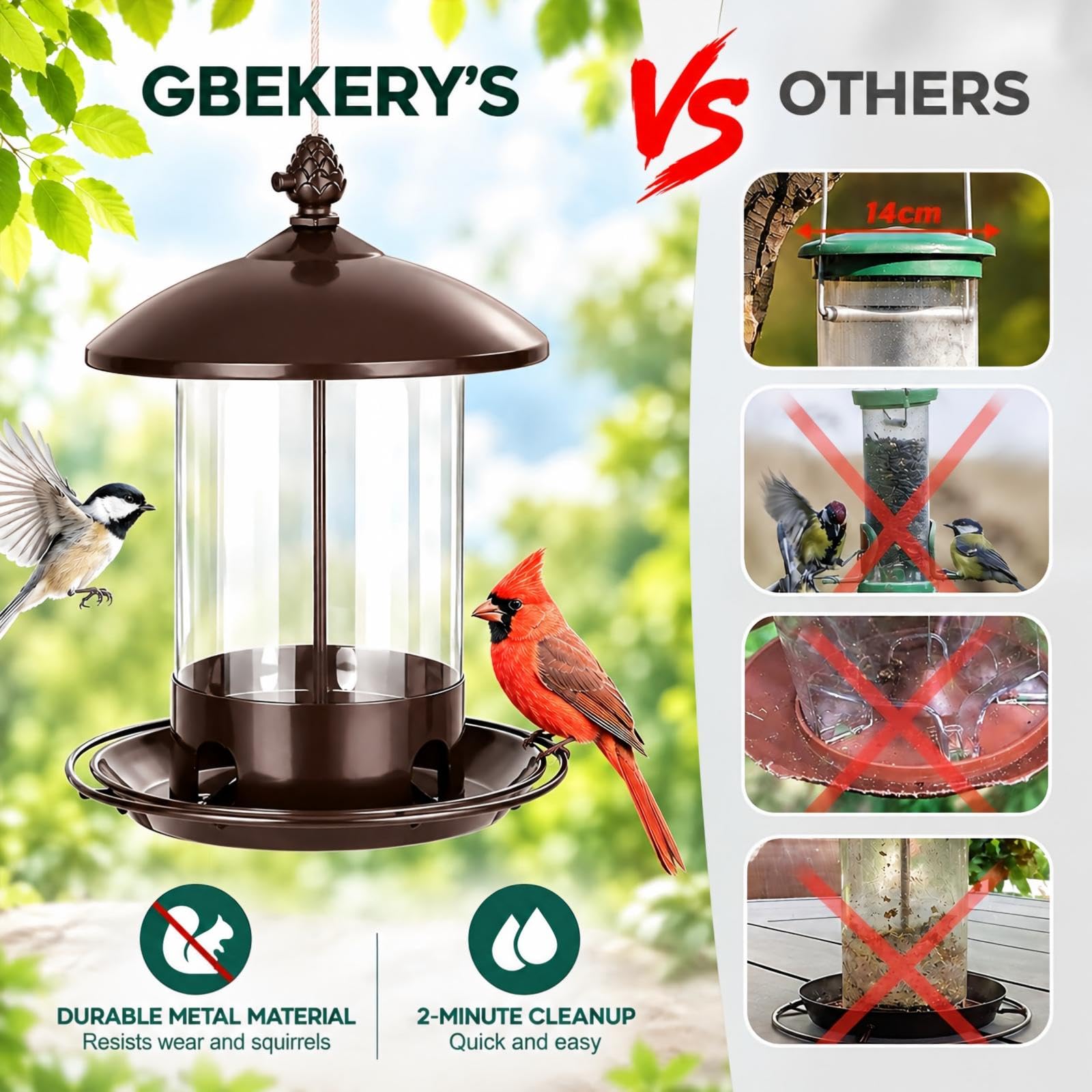 Gbekery Bird Feeder filled with mixed seeds
