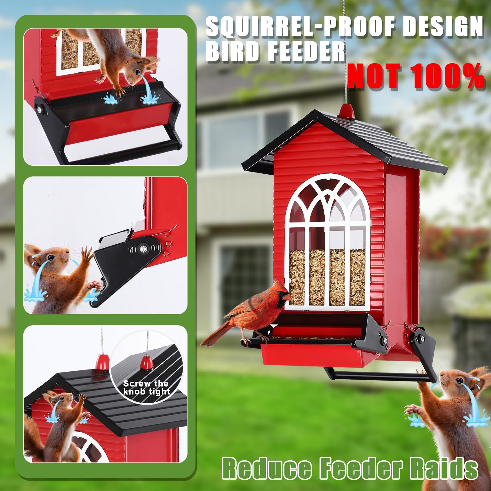 Gbekery bird feeder filled with seeds and ready for use
