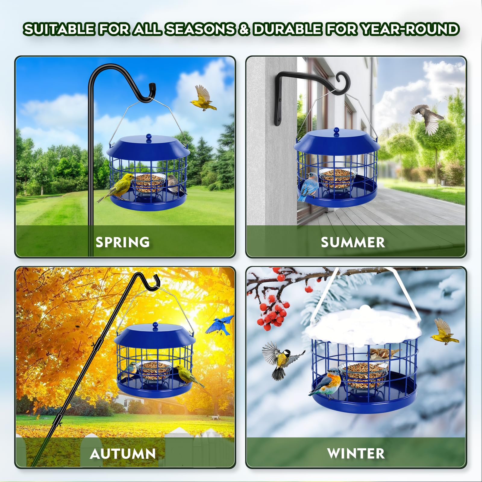Gbekery Bluebird Feeder blue colour displayed outdoors