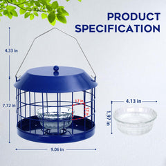 Gbekery Bluebird Feeder side view showing squirrel-proof cage