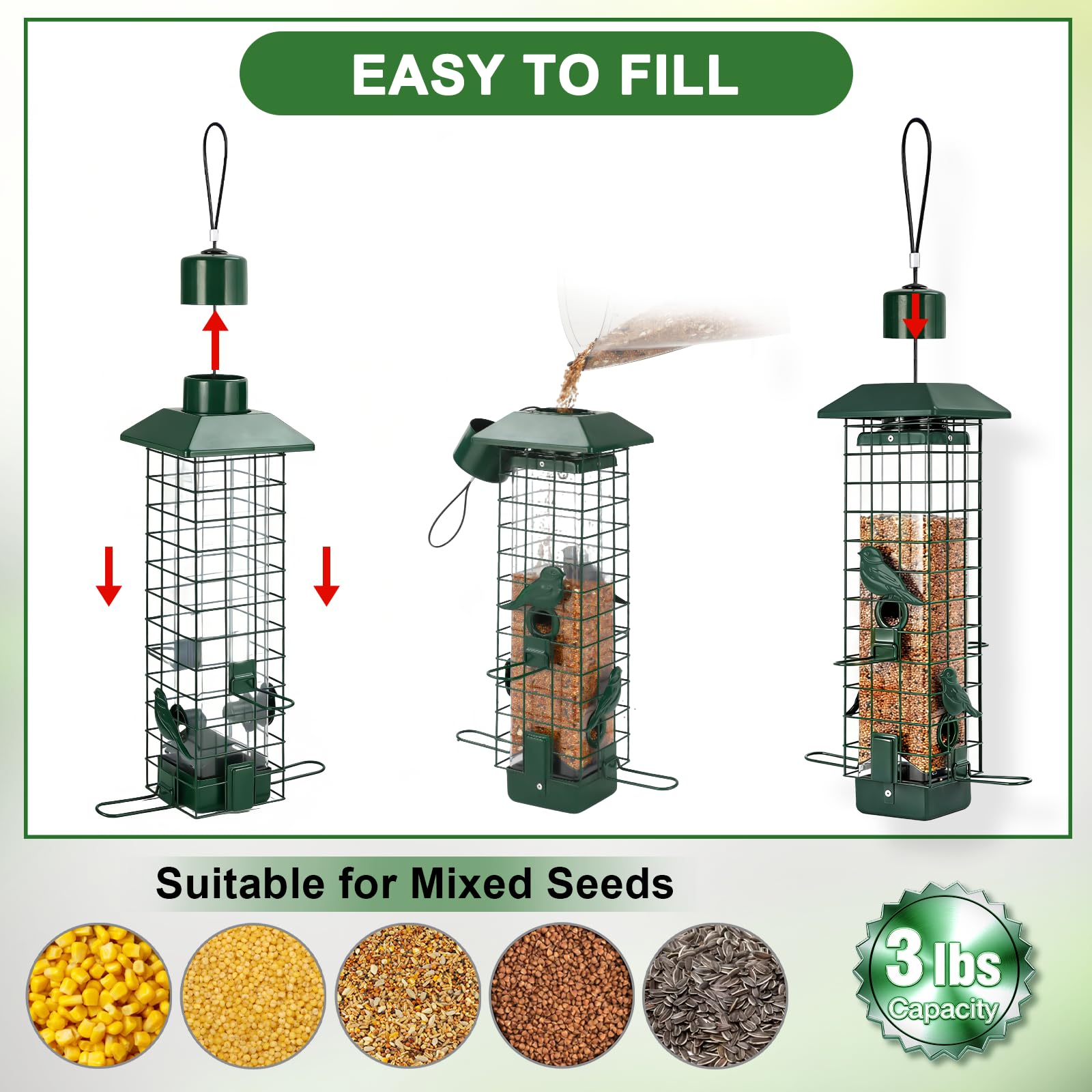 Gbekery feeder in a garden setting attracting birds
