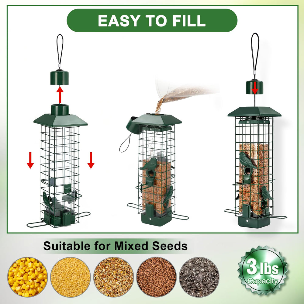 Gbekery feeder in a garden setting attracting birds