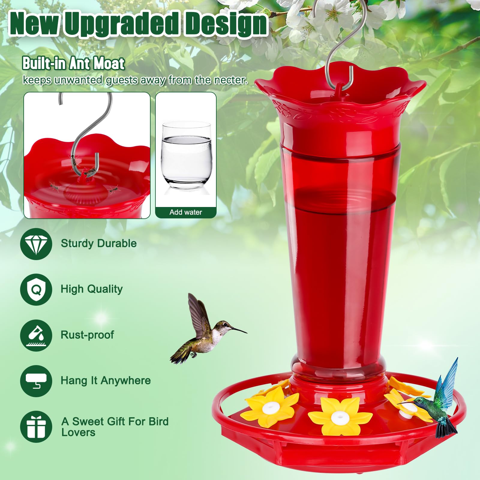 Gbekery hummingbird feeder showcasing six feeding ports