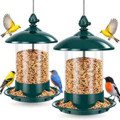Gbekery Metal Bird Feeder front view with green finish