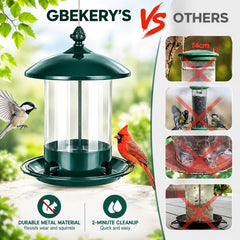 Gbekery Metal Bird Feeder hanging in a garden setting