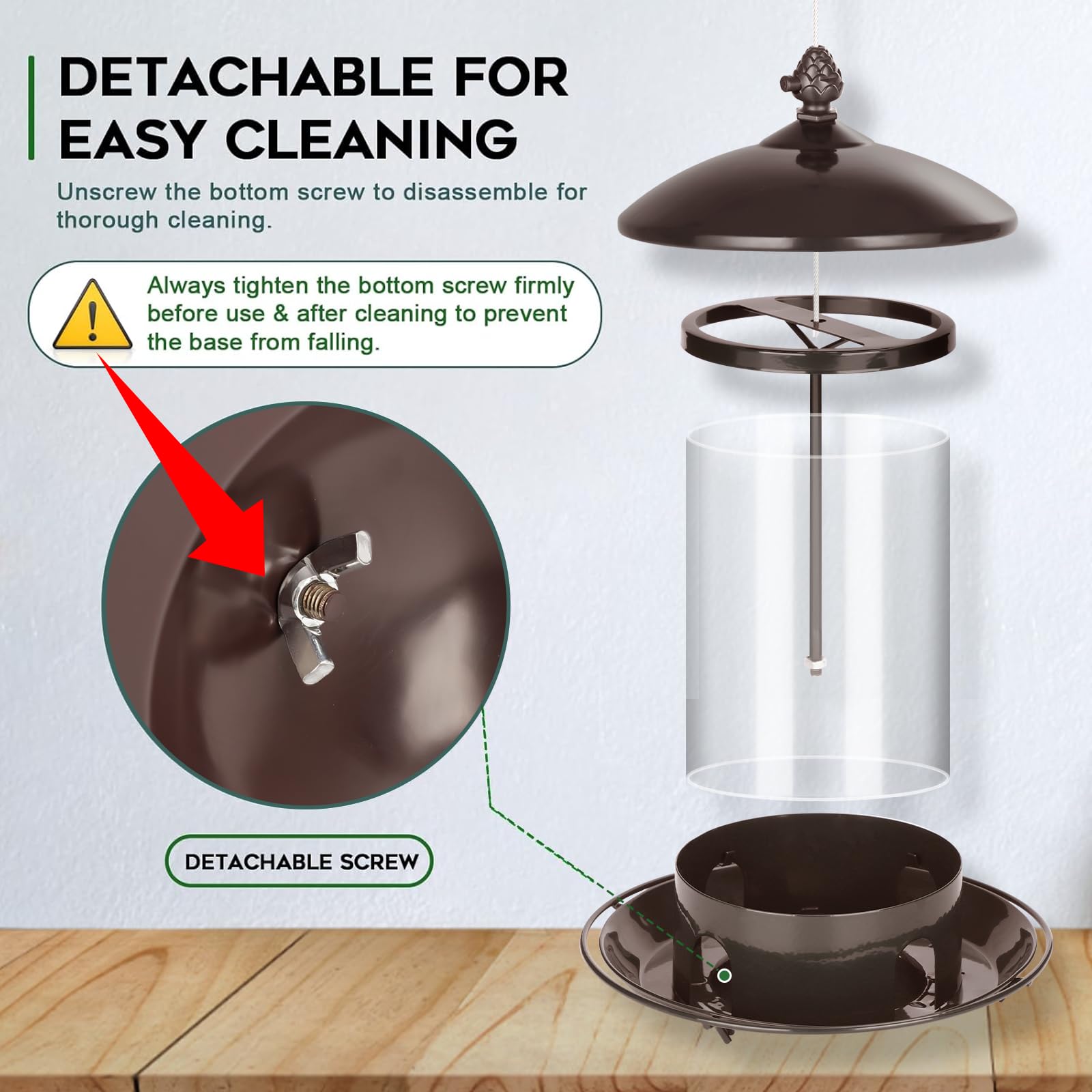 Gbekery Metal Bird Feeder on a garden deck with birds feeding