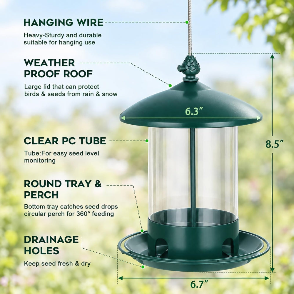 Gbekery Metal Bird Feeder showing 360° feeding tray