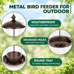 Gbekery Metal Bird Feeder side view with hanging wire
