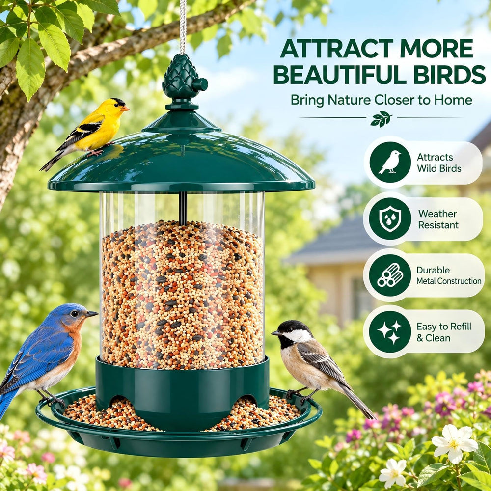 Gbekery Metal Bird Feeder with hanging wire included