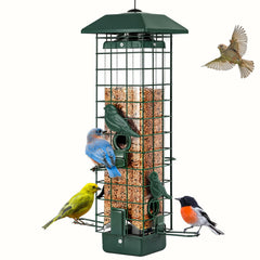 Gbekery Metal Squirrel Proof Bird Feeder front view, green